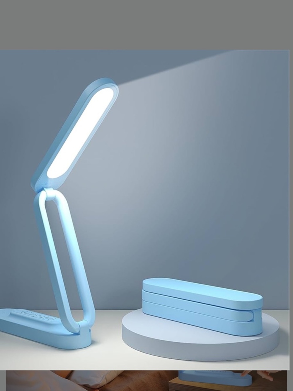 Blue Adjustable LED Desk Lamp - Portable Folding Light